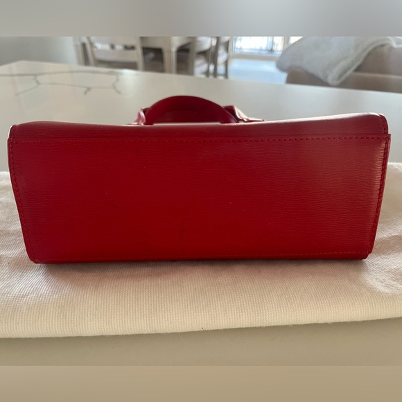 Vintage Christian Dior Red Textured Leather Mini Top Handle Handbag with Gold HW - Picture 4 of 15